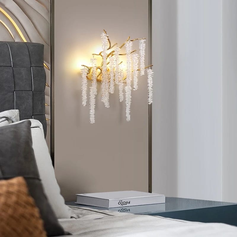 Gold Luster Luxury Branch Crystal Wall Lamp