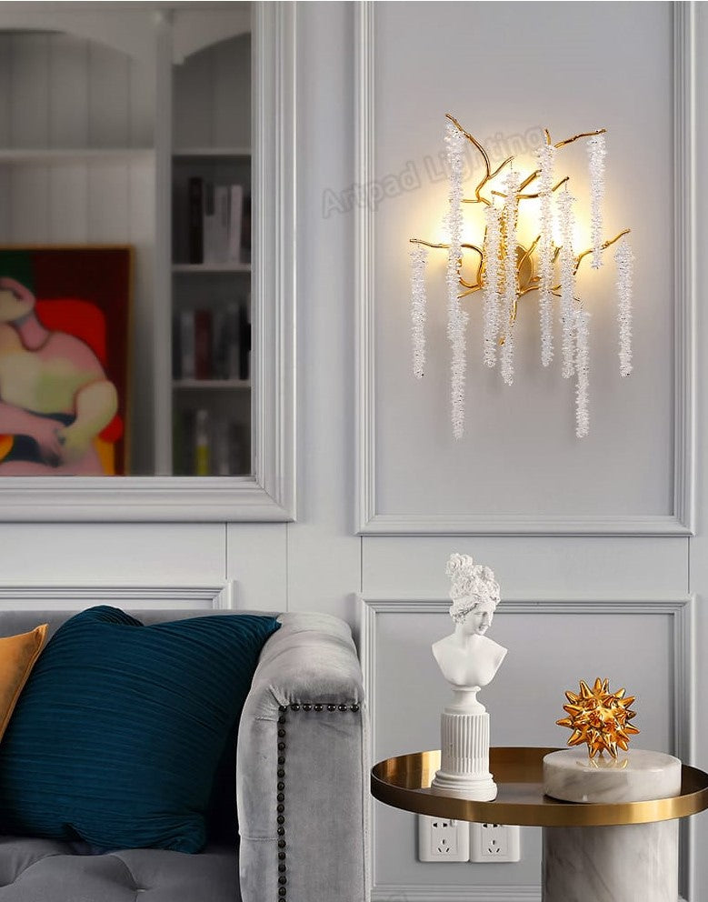 Gold Luster Luxury Branch Crystal Wall Lamp