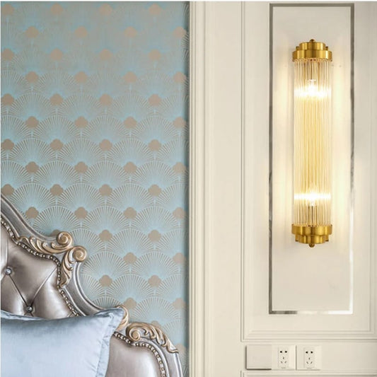 Gold Crystal Glass Rod Wall Lamp