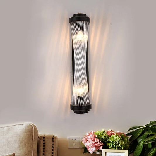 Black Crystal Glass Rod Wall Lamp