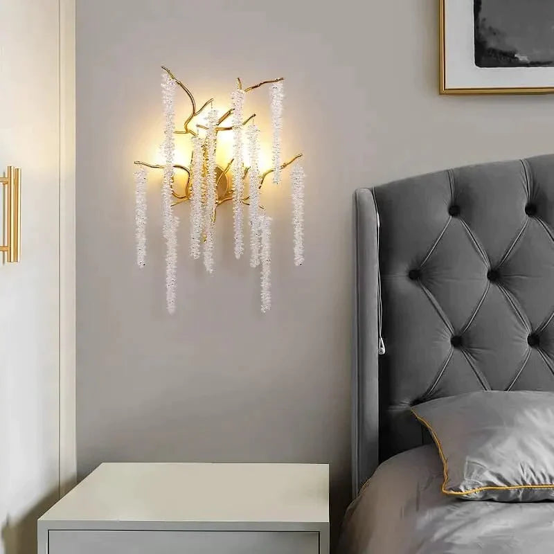 Gold Luster Luxury Branch Crystal Wall Lamp