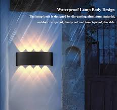 Rectangular 4 Up & 4 Down Outdoor Waterproof Wall Lamp