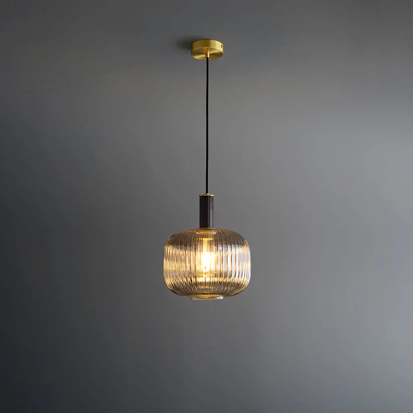 Modern Luxury Pumpkin Shaped Stripped Glass Pendant Light