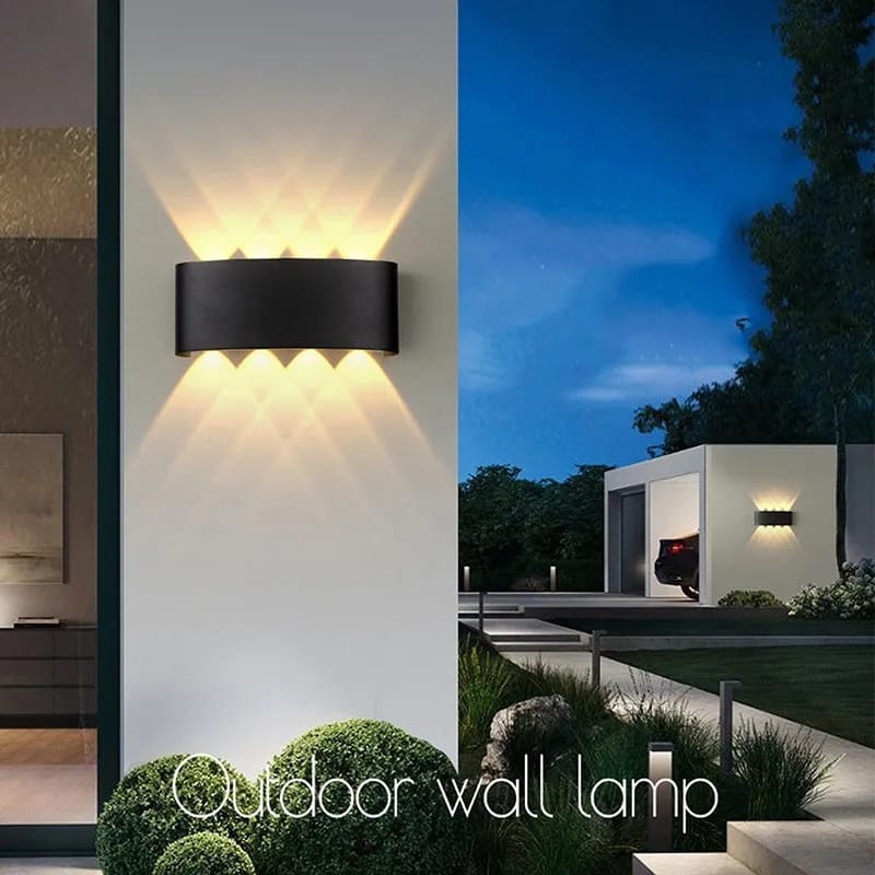 Rectangular 4 Up & 4 Down Outdoor Waterproof Wall Lamp